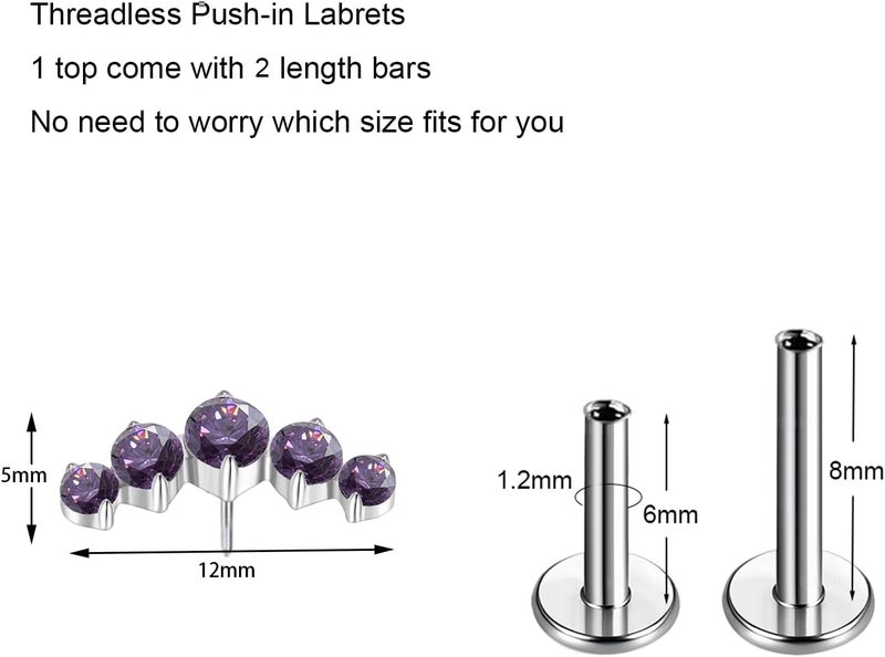 TOMIDES G23 Titanium Flat Back Earrings Studs 18g 16g F136 Implant Grade Titanium Labrets Press Fit Threadless Push In Dainty Cartilage Helix Conch Lobe Lip Tragus Piercing Jewelry - Image 2